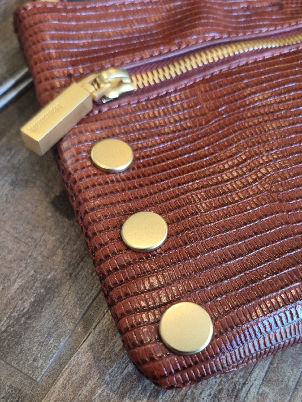 Rare Hammitt Nash Redwood Lizard Leather Clutch Wristlet Crossbody Bag - Picture 10 of 16